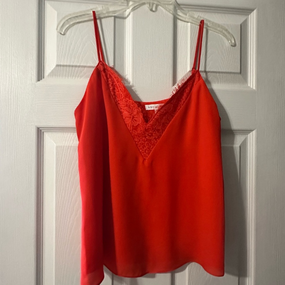 Nordstrom Vibrant Red Lace Cami Top